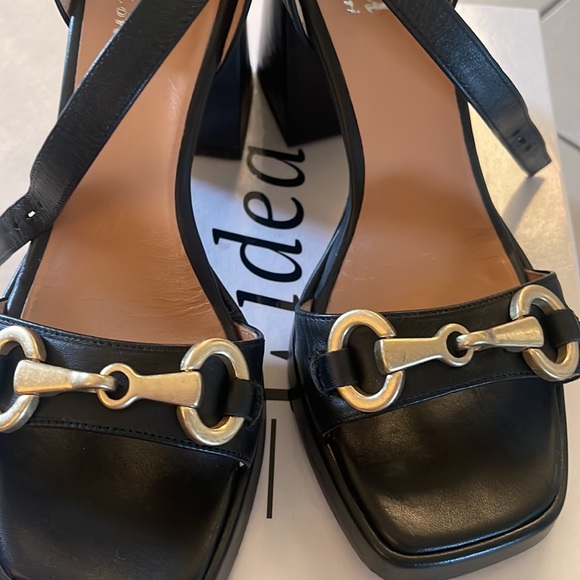L'idea by Lori Chunky Leather Black Sandals w/Gucci like Buckle "Juice Frenchy" - Picture 4 of 9